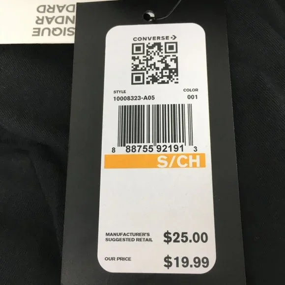 Converse Mens Graphic T-Shirt Black White Spell Out Standard Fit Cotton S New - Picture 5 of 6